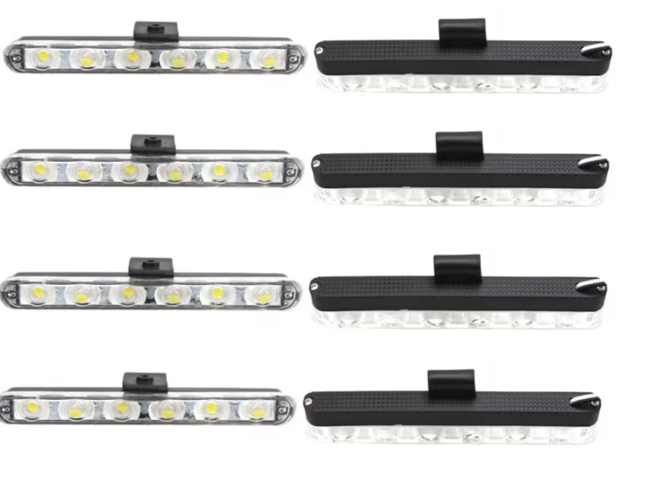 Set 8 lumini stroboscop galbene 6 LED grila telecomanda 12V
